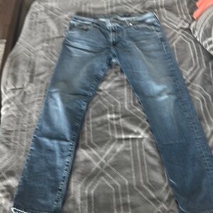 Ag Adriano Goldschmied Blue Bootcut Jeans with Distressing
